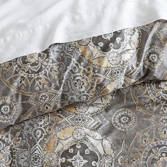 Pottery Barn Jacquelyn medallion organic sateen full queen  duvet cover - Picture 8 of 12